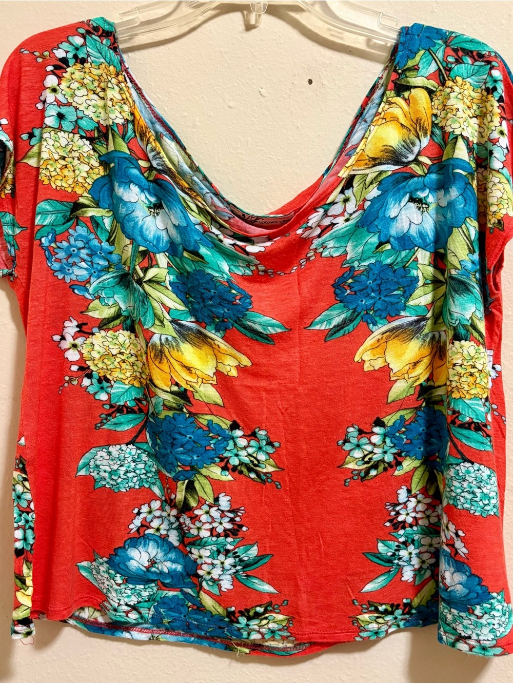 Vintage Cowl Neck Floral Top Cropped